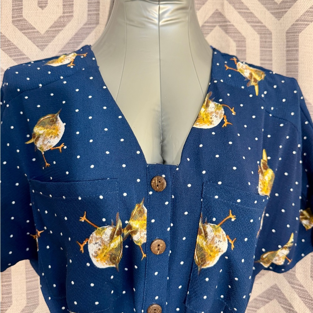 Retro dress with bird print, Monteau Los Angeles XL